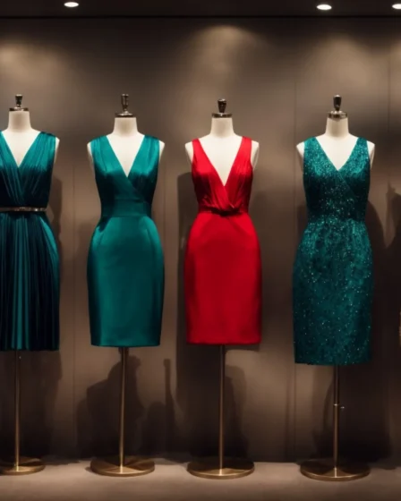 Glamorous cocktail dresses in various styles and colors for special occasions.