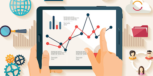 Tablet displaying statistical graph illustrating analysis of variance.
